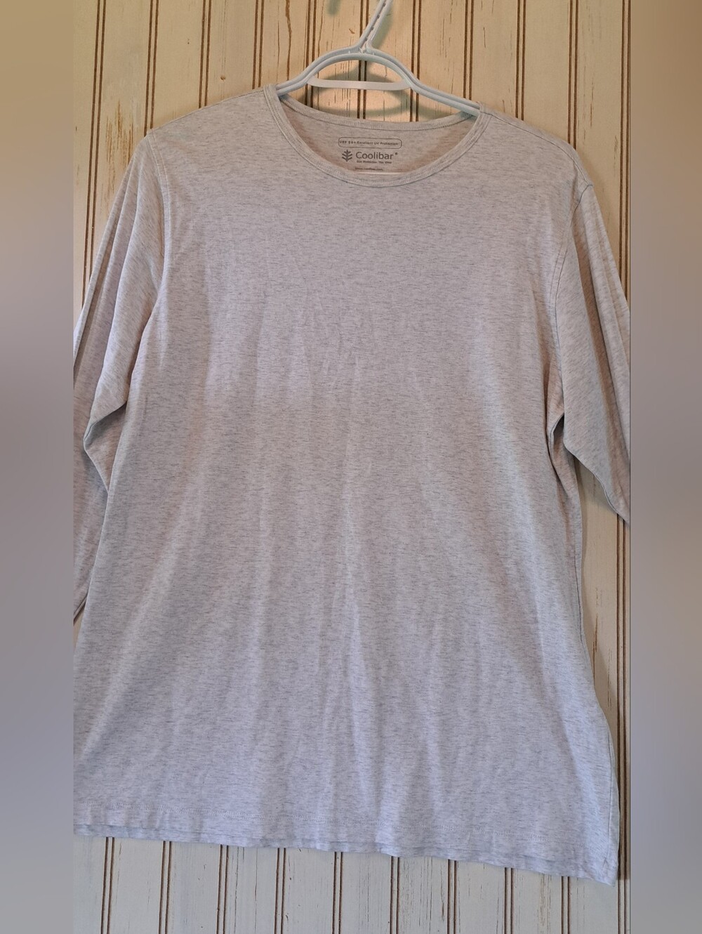 Ladies Coolibar UPF 50+ T-Shirt Heathered Gray Scoop Neck Long Sleeve Large Top